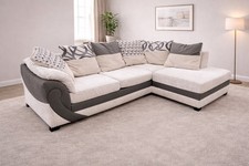 DFS Grey and Cream Corner Sofa