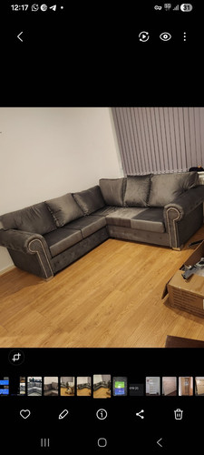 Grey velvet shaped corner - l-shaped,