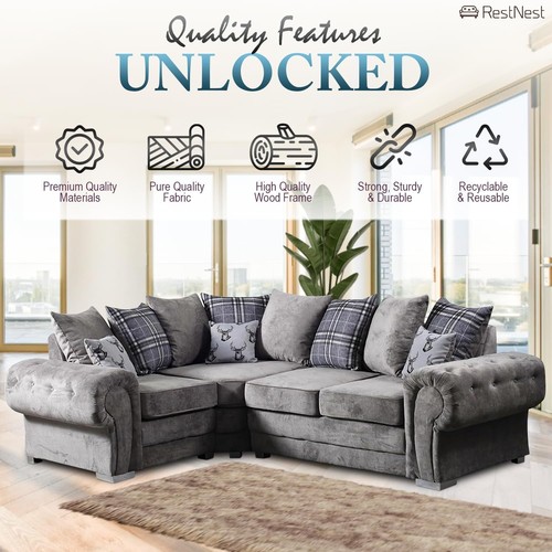 Corner sofa grey - corner, woven
